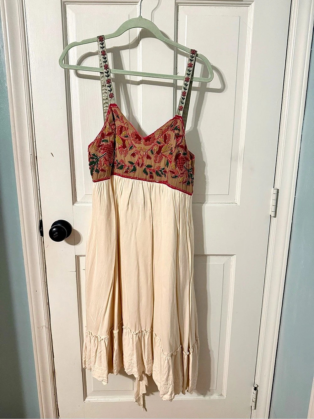 Zehavale Anthropologie Embroidered Floral Maxi Dress Size 12